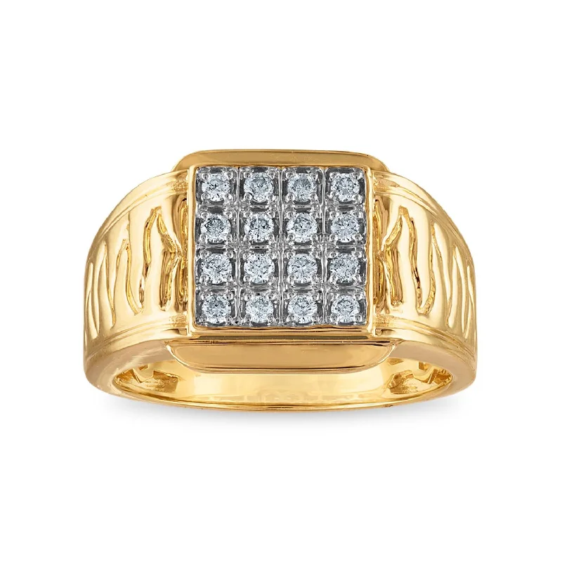 women's engagement rings with colorless diamond -1/3 CTW Diamond Nugget Ring in 10KT Yellow Gold