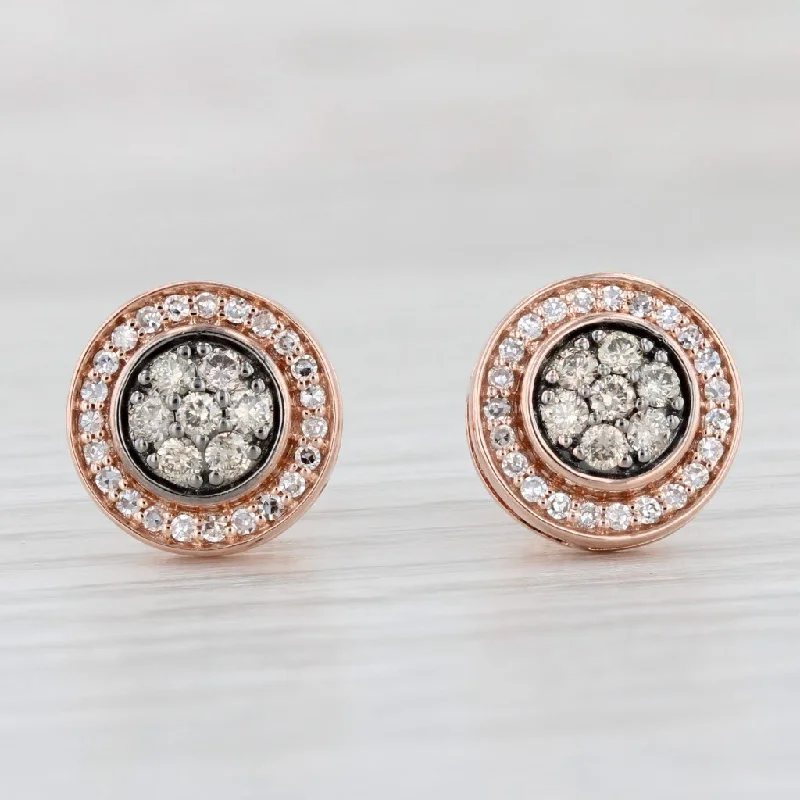 women's earrings with circular design -0.50ctw Diamond Cluster Halo Stud Earrings 10k Rose Gold