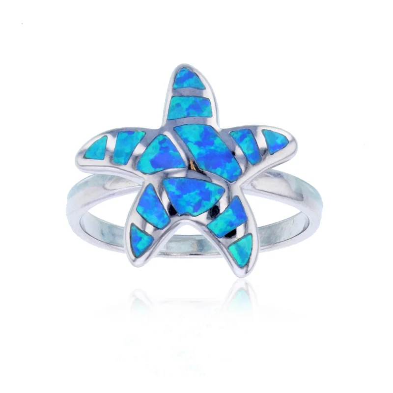 women's rings with diamond pave -Created Opal Starfish Ring