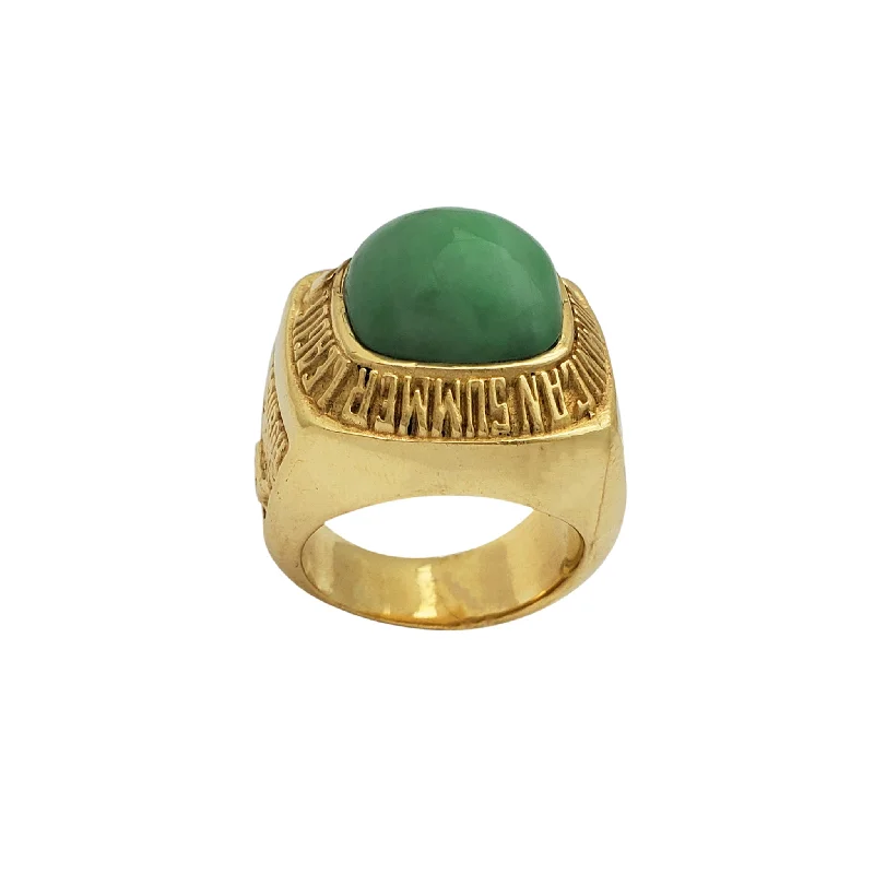 women's rings with gemstone -Jade Dominican Summer League Champions Men's Ring (14K)