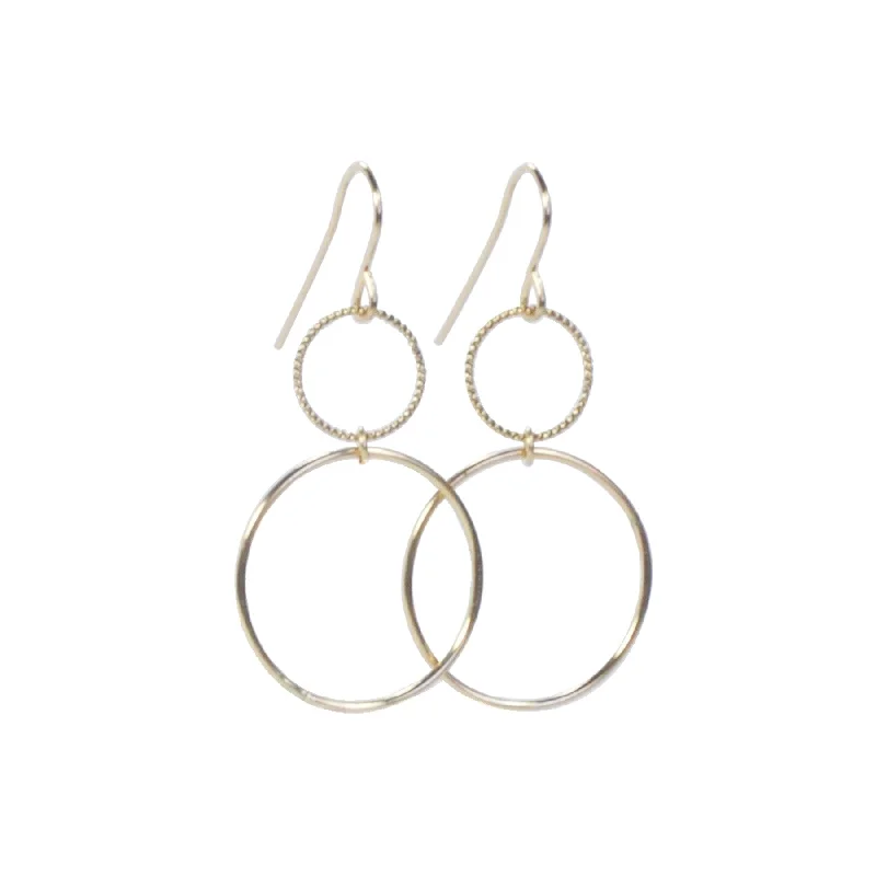 women's earrings with stud design -Two Circle Hook Earrings