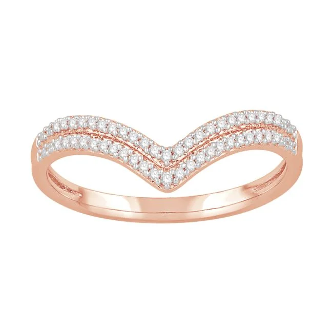 women's engagement rings with yellow gold band -1/10 CTW Diamond Tiara Crown Ring in 10KT Rose Gold