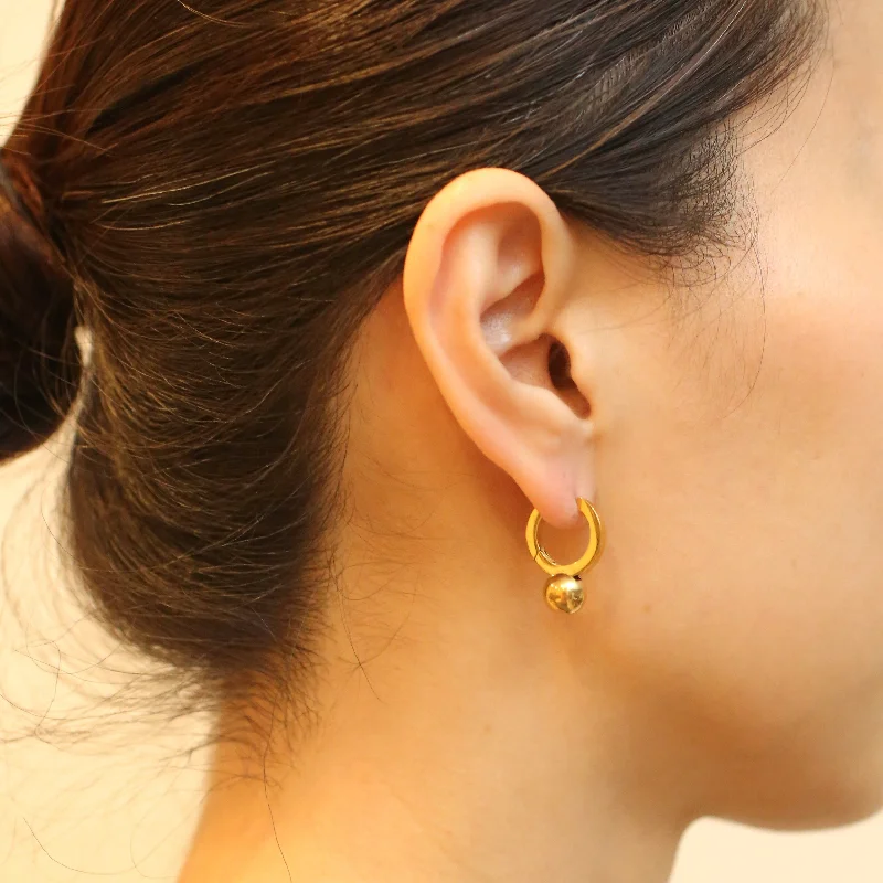 women's earrings with trendy design -Ball Drop Hoop Earrings