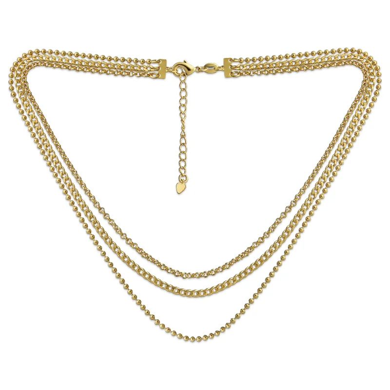 women's necklaces with delicate chain -Statement Sparkling Bead Collar Necklace Multi-Strand Gold-Plated Choker 15-30 Inch