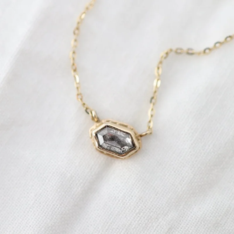 women's necklaces with chic pendant -Jamie Joseph Faceted Hexagon Rustic Diamond Necklace