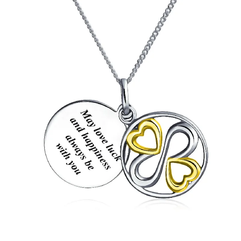 women's necklaces with silver-plated finish -May Love Luck Happiness Be With You Pendant Necklace Sterling Silver Gift