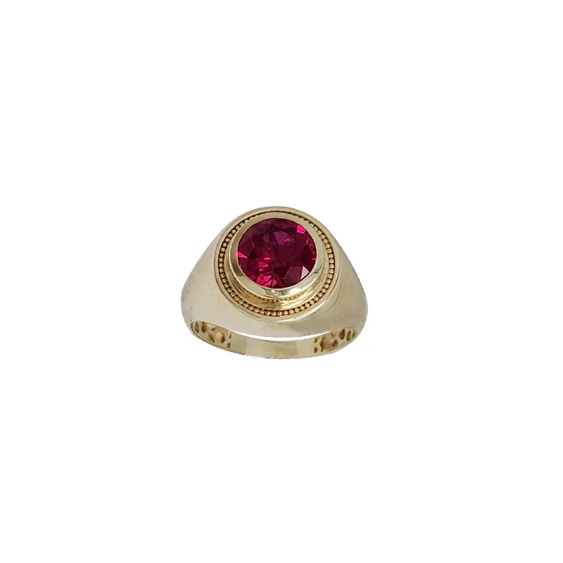 women's rings with gemstone accents -Red Stone Men Ring  (14K)