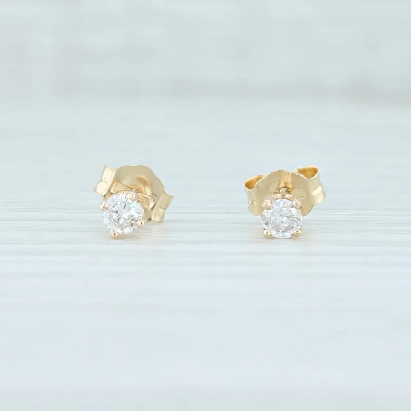 women's earrings with delicate design -New Diamond Stud Earrings 0.21ctw 14k Yellow Gold Round Solitaire Pierced Studs