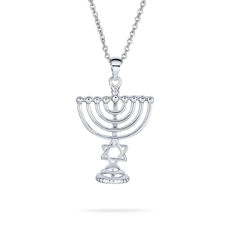 women's necklaces with sparkling diamonds -Blue Opal Judaica Star of David Pendant Necklace for Teens Bat Mitzvah Silver