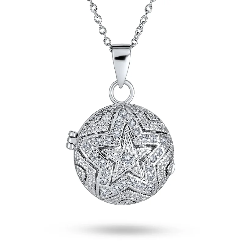 women's necklaces with elegant clasp -Vintage Filigree Star Aromatherapy Locket Necklace Sterling Silver Teens