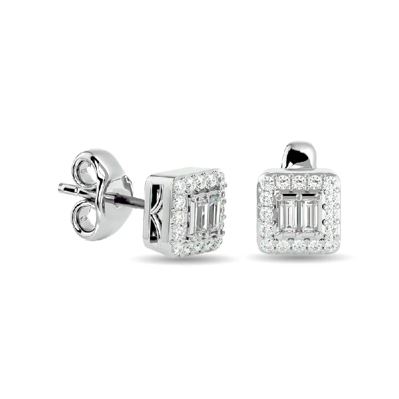 women's earrings with crystal accents -Diamond 1/4 Ct.Tw. Fashion Earrings in 10K White Gold