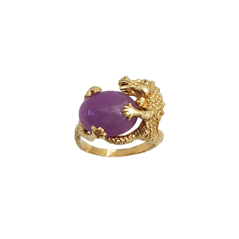 women's rings with timeless elegance -Purple Jade Dragon Ring (14K)