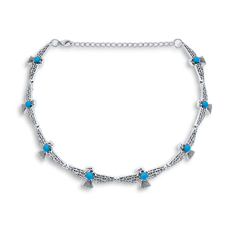 women's necklaces with colored stones -South Western Festival Style Choker Necklace in Oxidized Metal