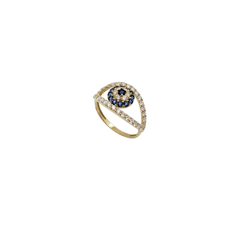 women's rings with emerald -Evil-Eye Lady CZ Ring (14K)