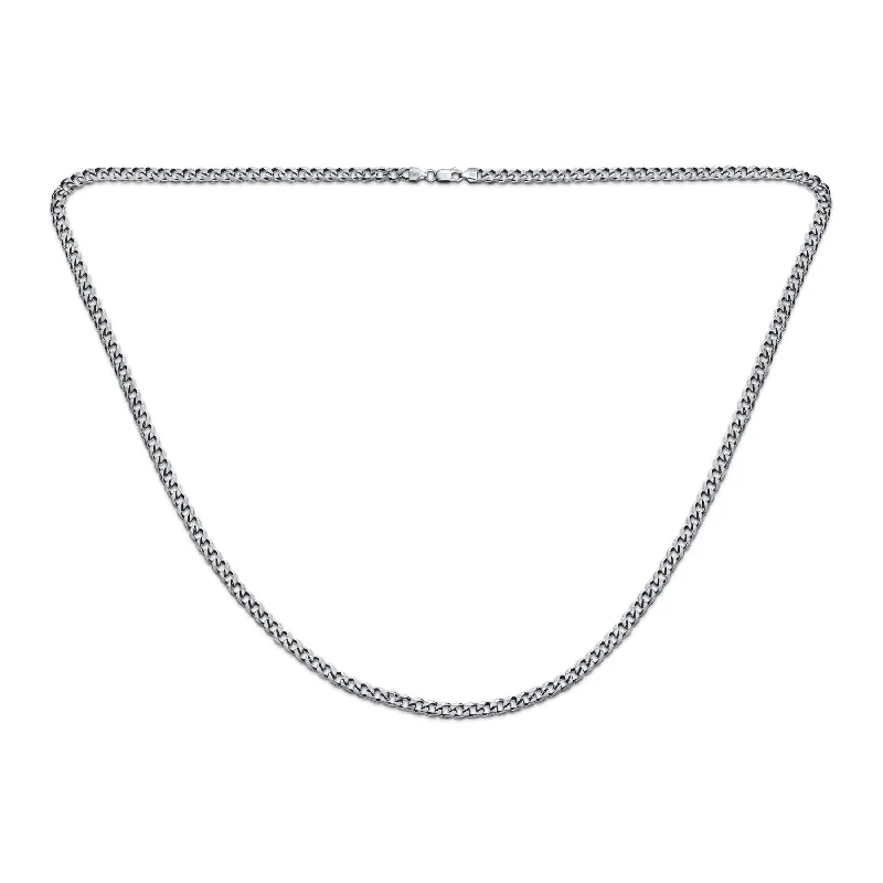 women's necklaces with nature-inspired pendant -Solid Sterling Silver 5MM Curb Cuban Chain Necklace for Men Nickel-Free Italy Made