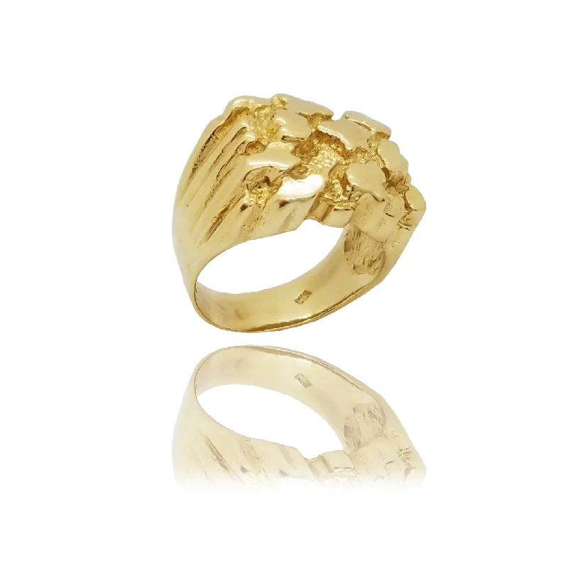 women's rings with sapphire -Nugget Yellow Gold Ring (14K)