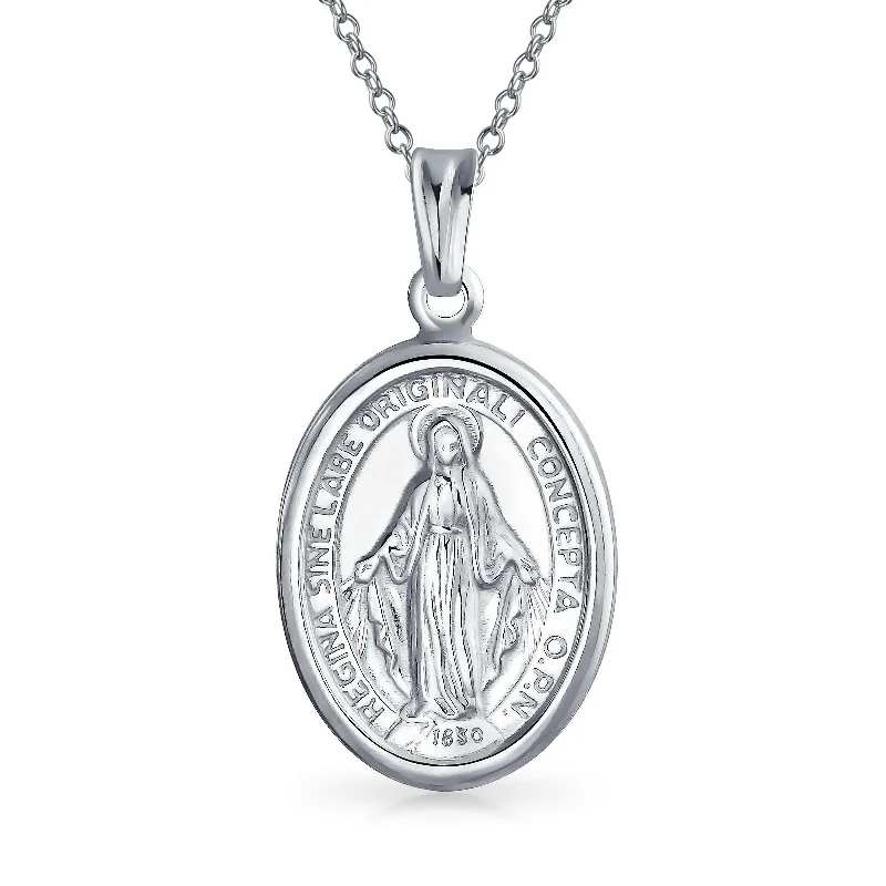 women's necklaces with smooth finish -Traditional Christian Our Lady Of Guadalupe Pendant Necklace in Sterling Silver