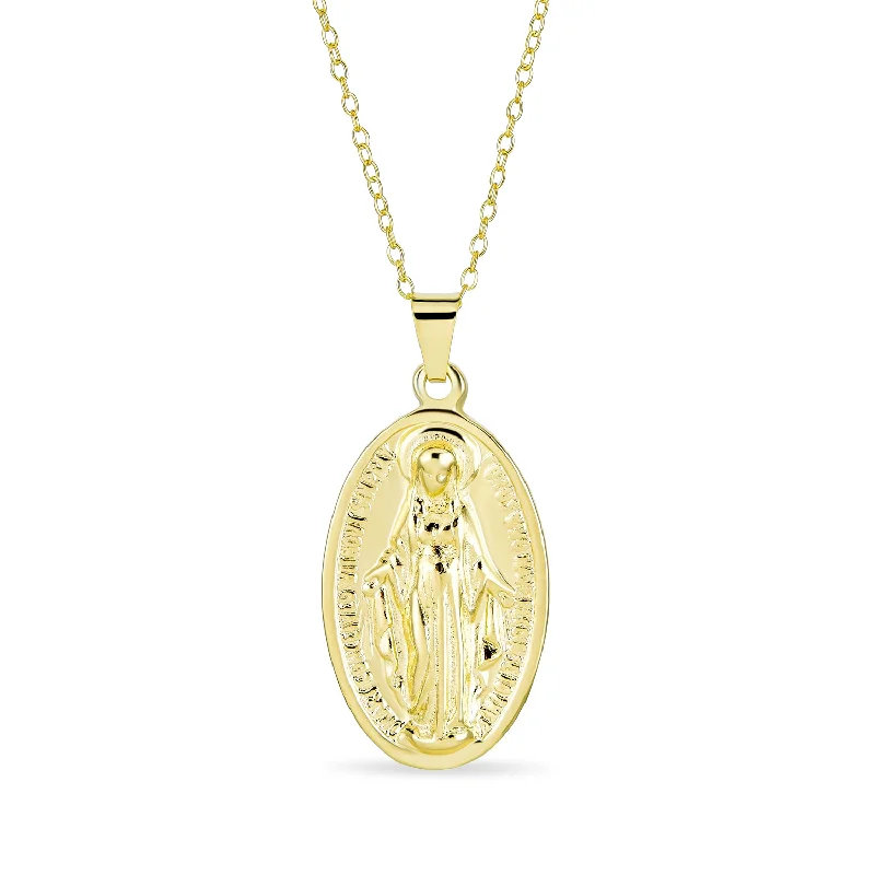 women's necklaces with infinity design -Our Lady Of Guadalupe Virgin Mary Pendant Necklace Gold Plated Brass Medallion