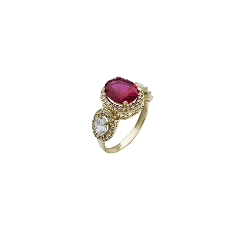 women's rings with gemstone bezel -Three Stone CZ Ring 3 (14K)