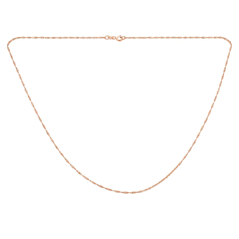 women's necklaces with two-tone design -Thin 1.5MM Singapore Twisted Rope Chain Necklace Rose Gold Plated Silver