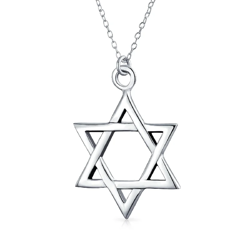 women's necklaces with fancy pendant -Classic Unisex Star of David Pendant Necklace in Sterling Silver