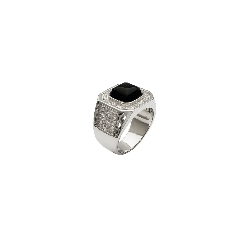 women's rings with luxe gemstones -Deluxe Onyx CZ Ring (Silver)