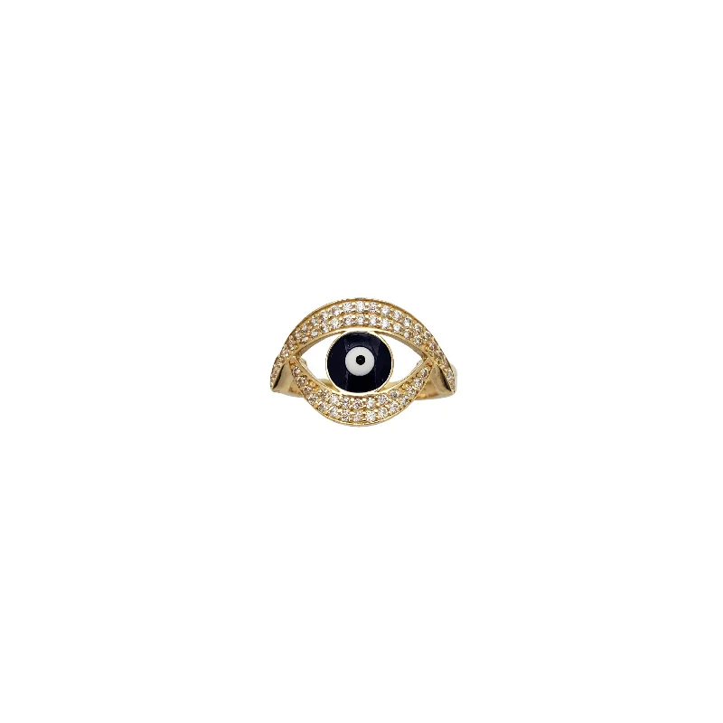 women's rings with polished look -Evil Eye Ring (14K)