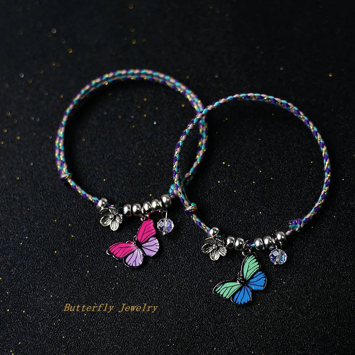 women's bracelets with multi-layered bangles -1 Piece Retro Flower Butterfly Alloy Rope Unisex Bracelets