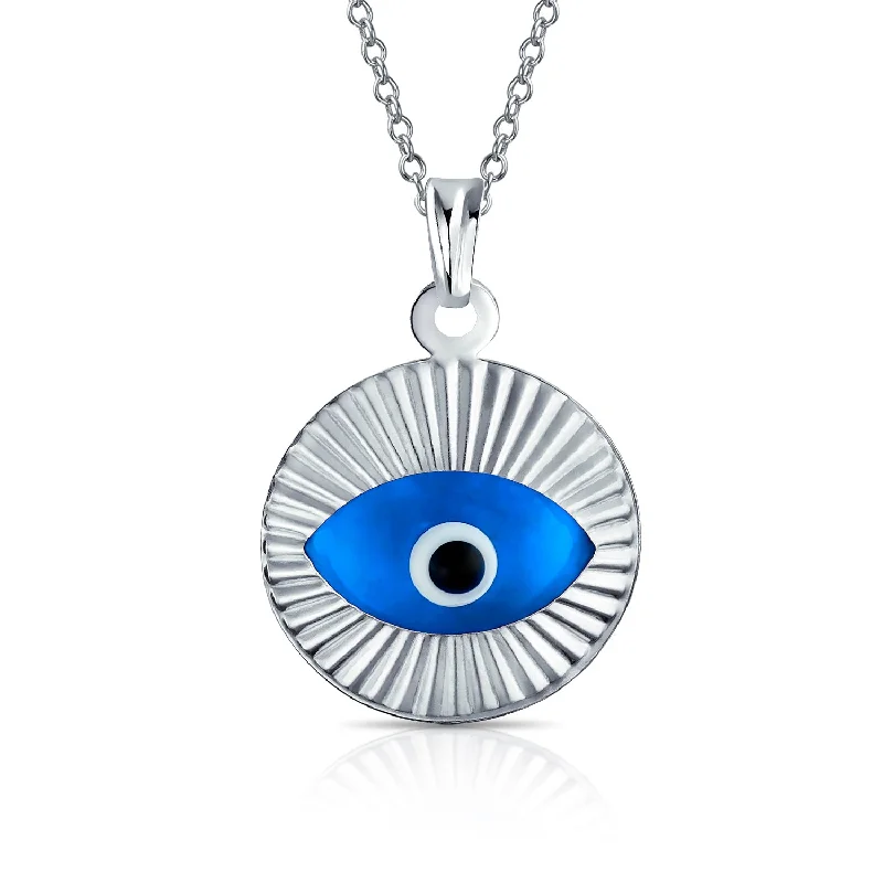 women's necklaces with infinity charm -Turkish Evil Eye Pendant Necklace in Rose Gold Plated Sterling Silver Heart or Circle