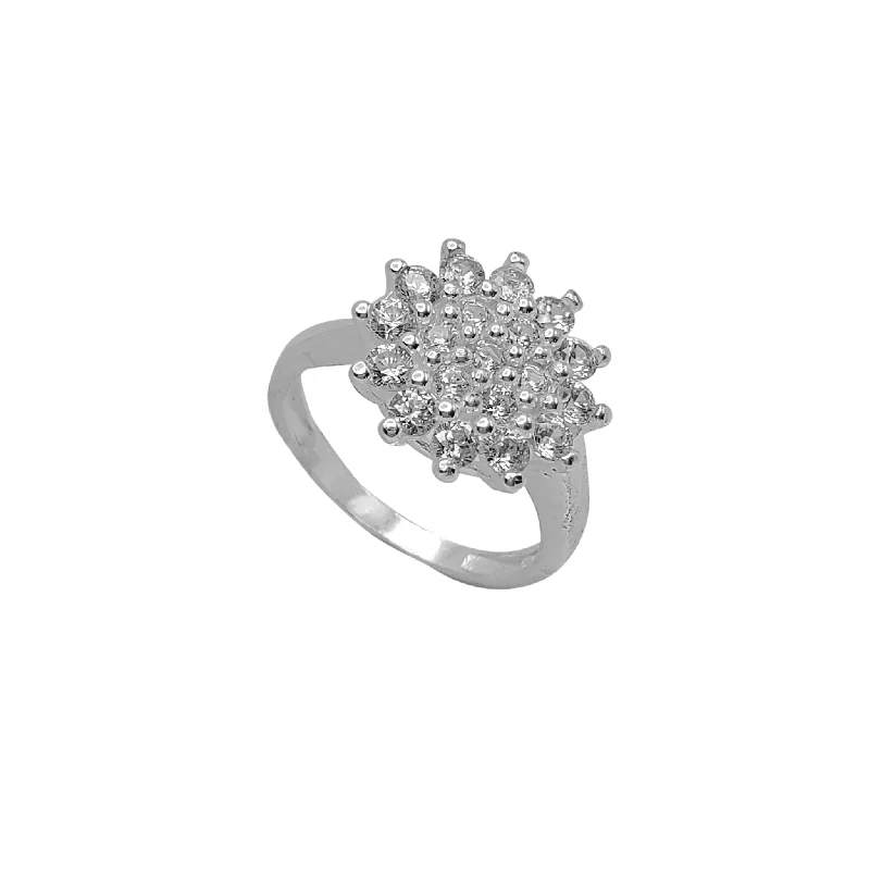 women's rings with bridal style -Icy Blossom Flower Ring (Silver)