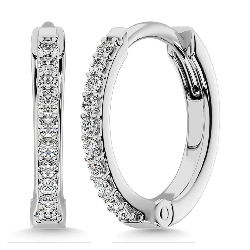 women's earrings with stud design -Diamond 1/3 Ct.Tw. Hoop Earrings in 10K White Gold