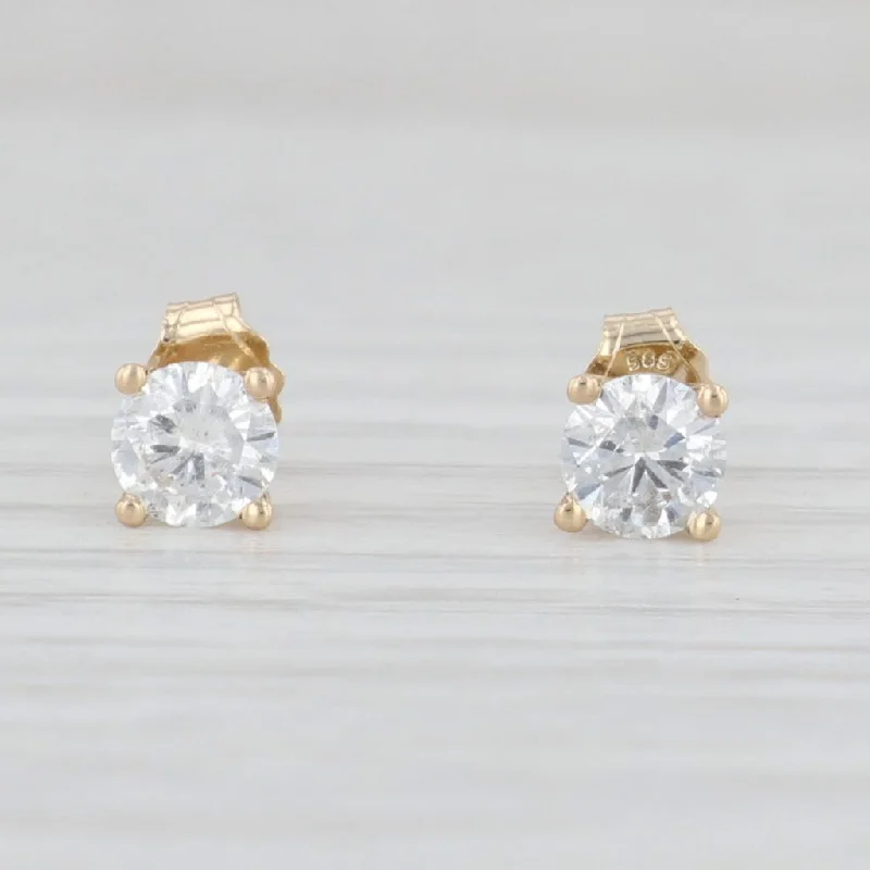 women's earrings with gemstone accents -0.50ctw Diamond Stud Earrings 14k Yellow Gold Round Solitaire Studs