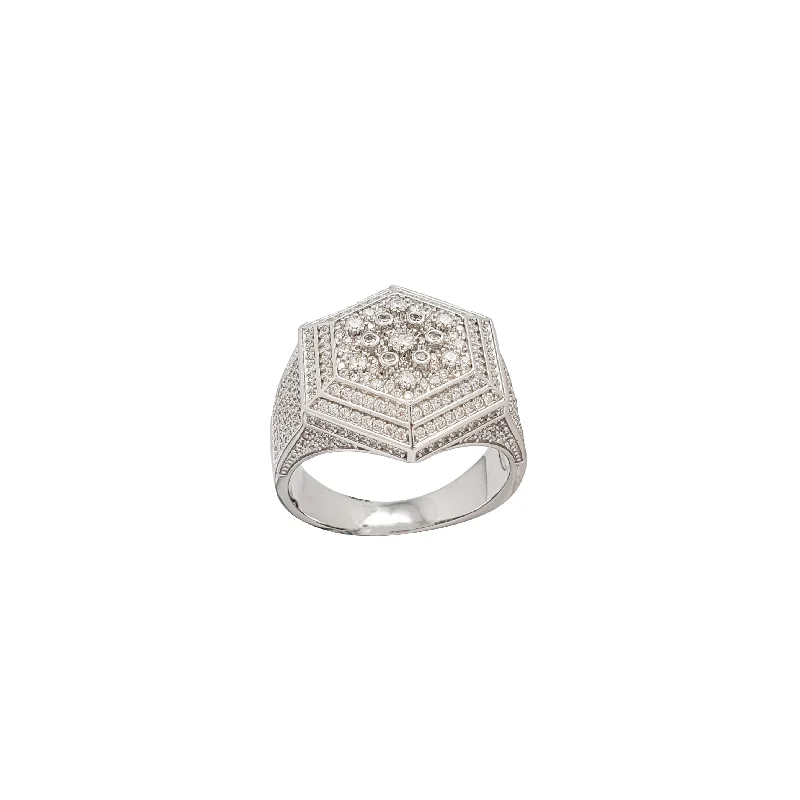 women's rings with luxury stone -Hexagon Men Ring (Silver)