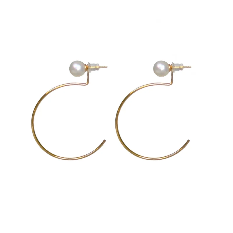 women's earrings with diamond drop -Peral w Ear-Jacket Hoops