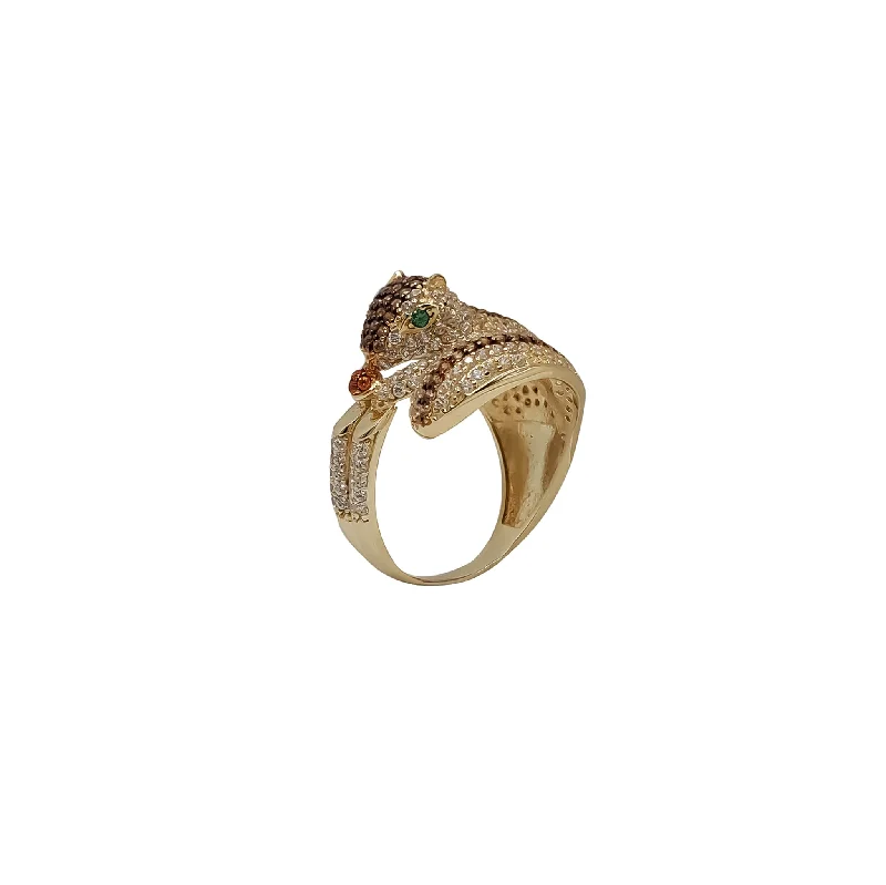 women's rings with twist design -Zirconia Green-Eyes Squirrel Ring (14K)