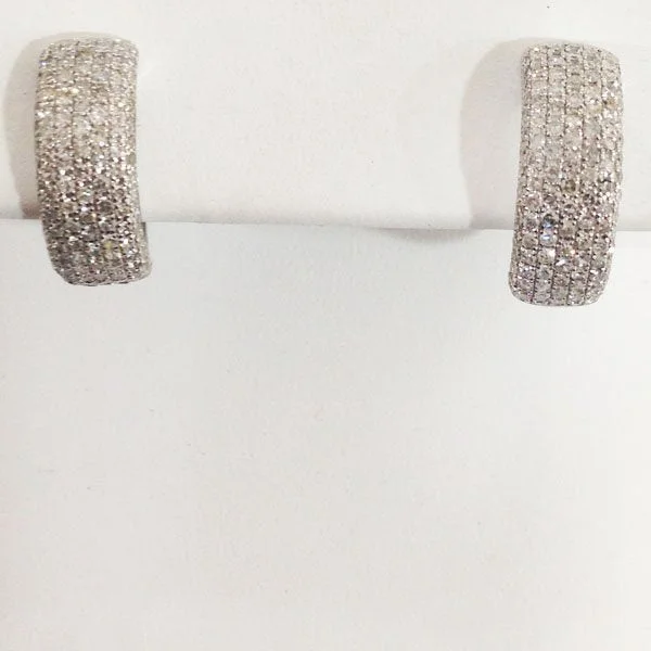 women's earrings with floral stud -14k White Gold Diamond Earrings