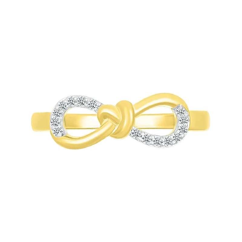 women's engagement rings with intricate details -1/10 CTW Diamond Infinity Ring in 10KT Yellow Gold