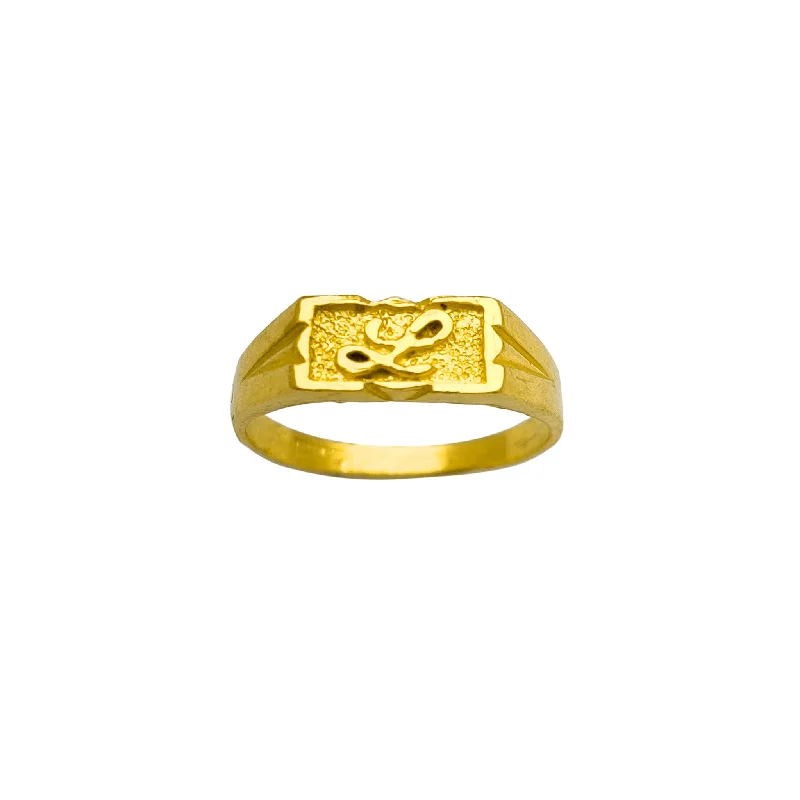 women's rings with engagement style -Script Letter L Rectangle Signet Ring (24K)