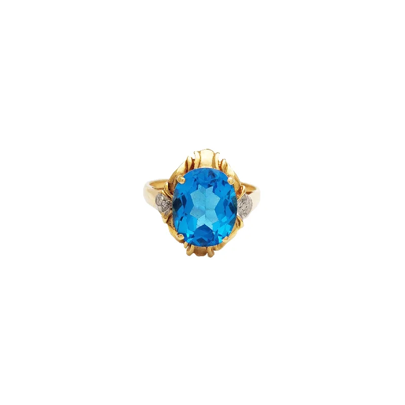 women's rings with round diamond -Yellow Gold Sapphire Ring (14K)