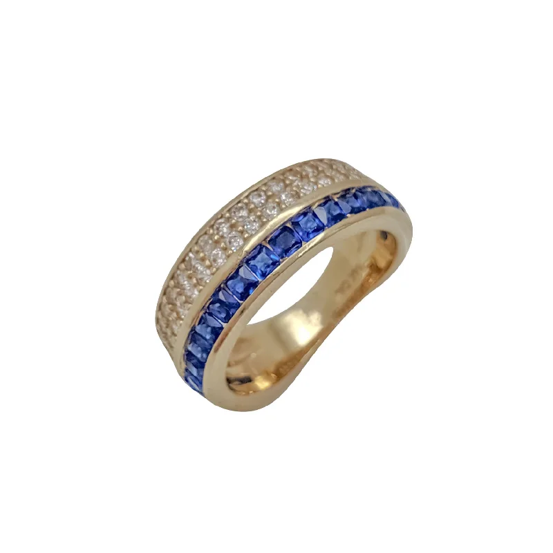 women's rings with eternity band -Blue CZ Ring (14K)