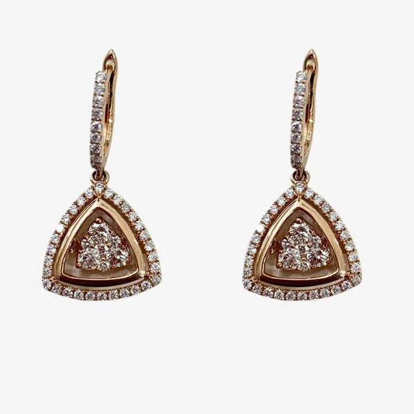 women's earrings with heart-shaped design -14k Two Tone Dancing Diamond Earrings