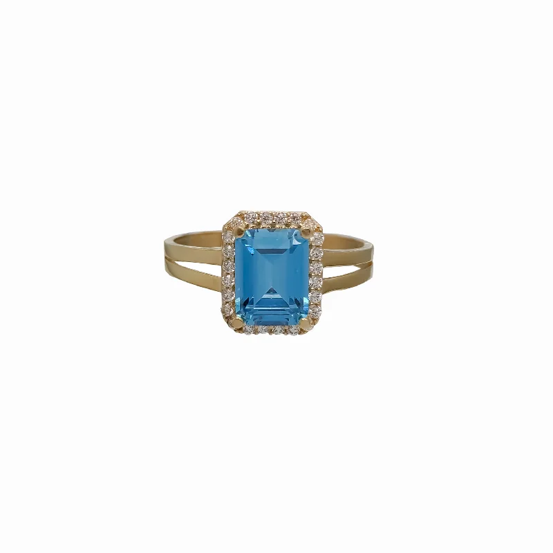 women's rings with rose gold band -Blue Emerald Lady Ring 18K