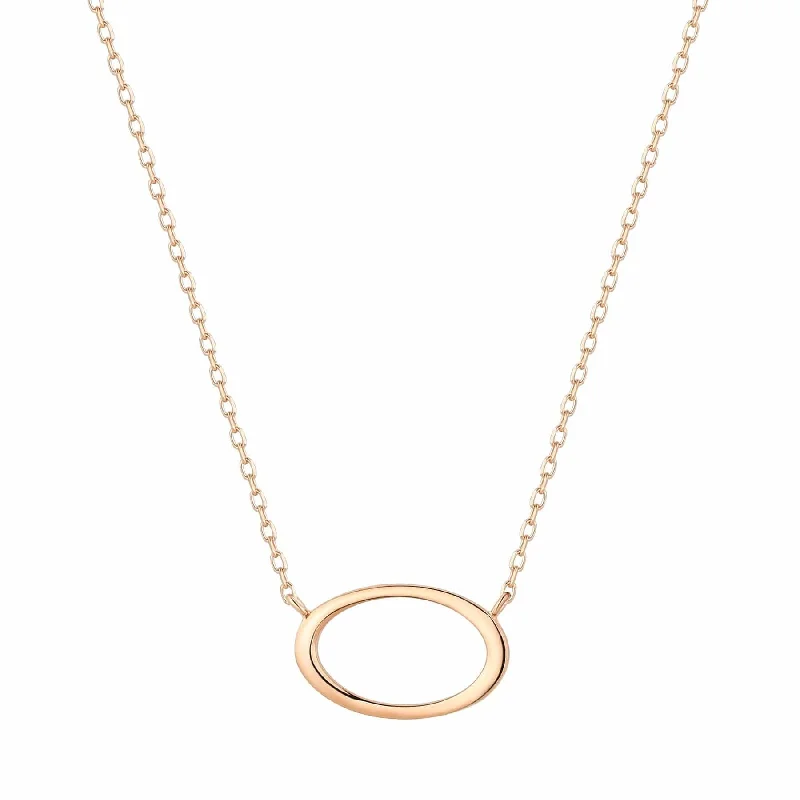 women's necklaces with smooth finish -Gold Open Oval Necklace