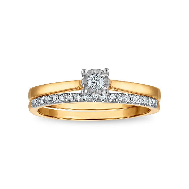 women's engagement rings with floral design -1/5 CTW Diamond  Illusion Bridal Set in 10KT Gold