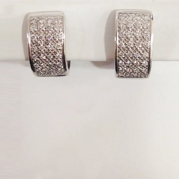 women's earrings with bold design -14k White Gold Diamond Earrings