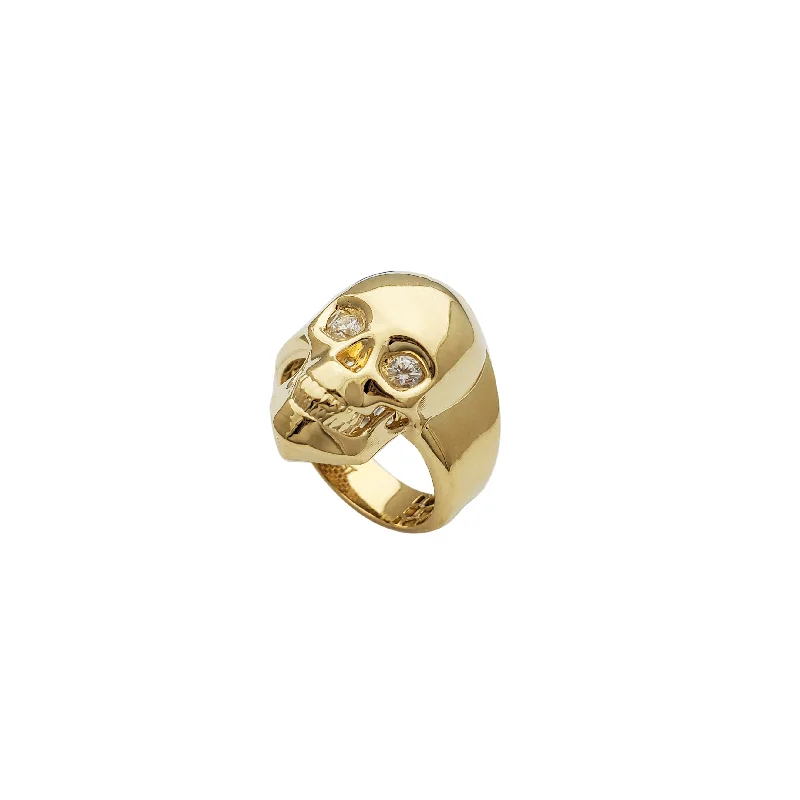 women's rings with multi-stone setting -Skull Head Ring (14K)