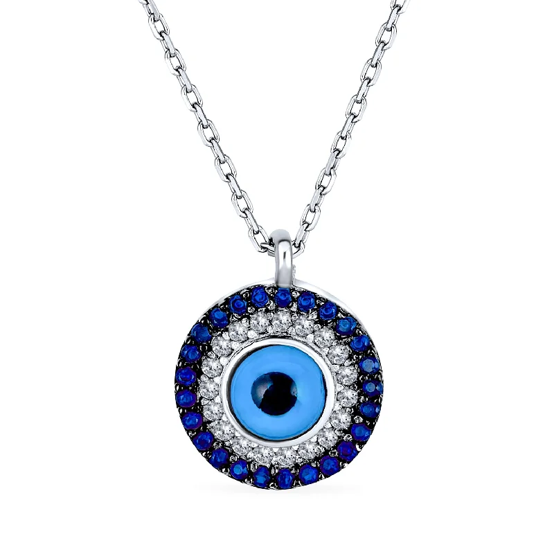 women's necklaces with intricate details -Turkish Blue Evil Eye Pendant Necklace with CZ Amulet in Sterling Silver