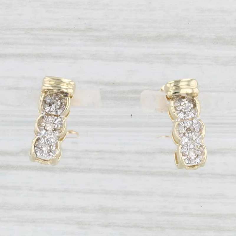 women's earrings with diamond accents -Diamond 3-Stone Journey Earrings 10k Yellow Gold Pierced Drops