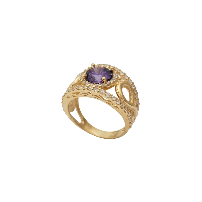 women's rings with modern setting -Purple Zirconia Infinity Sign Lady Ring (14K)