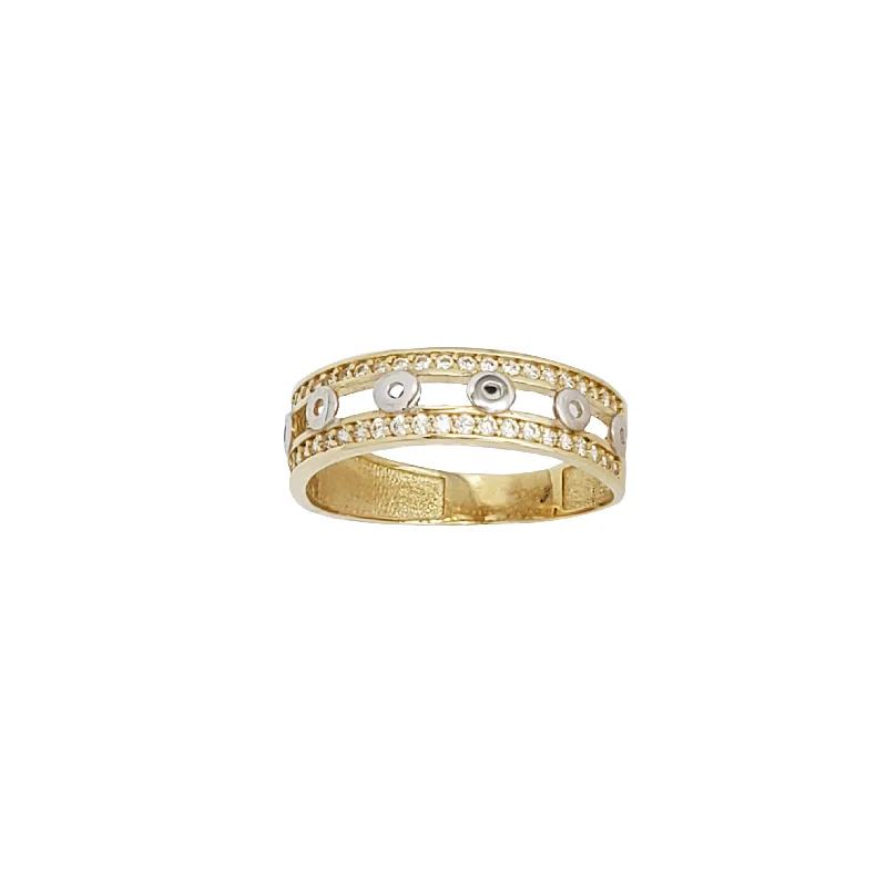 women's rings with decorative accents -Two-Tone Open Circles Ring (14K)